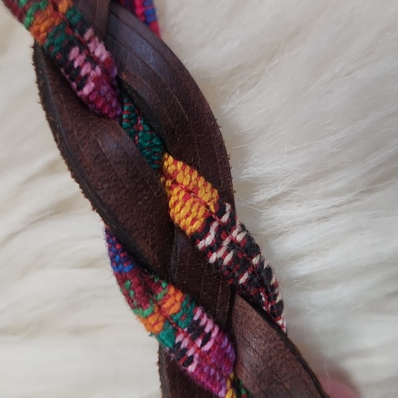 Leather & Cotton Braided Thin Womens Belt - Picture 4 of 4